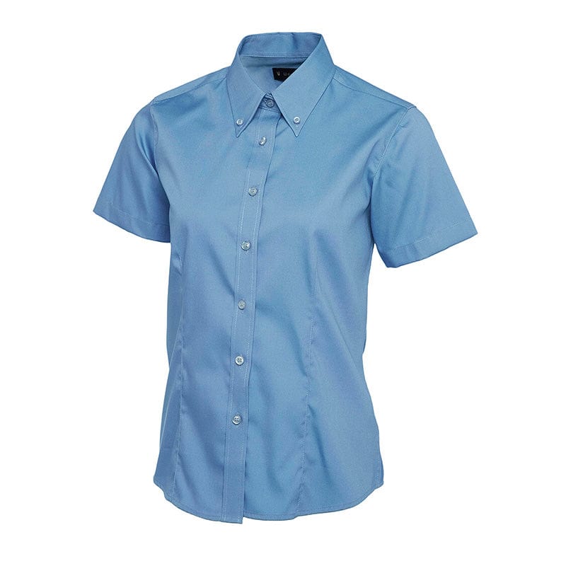 Uneek UC704 Ladies Pinpoint Oxford Half Sleeve Shirt Mid Blue