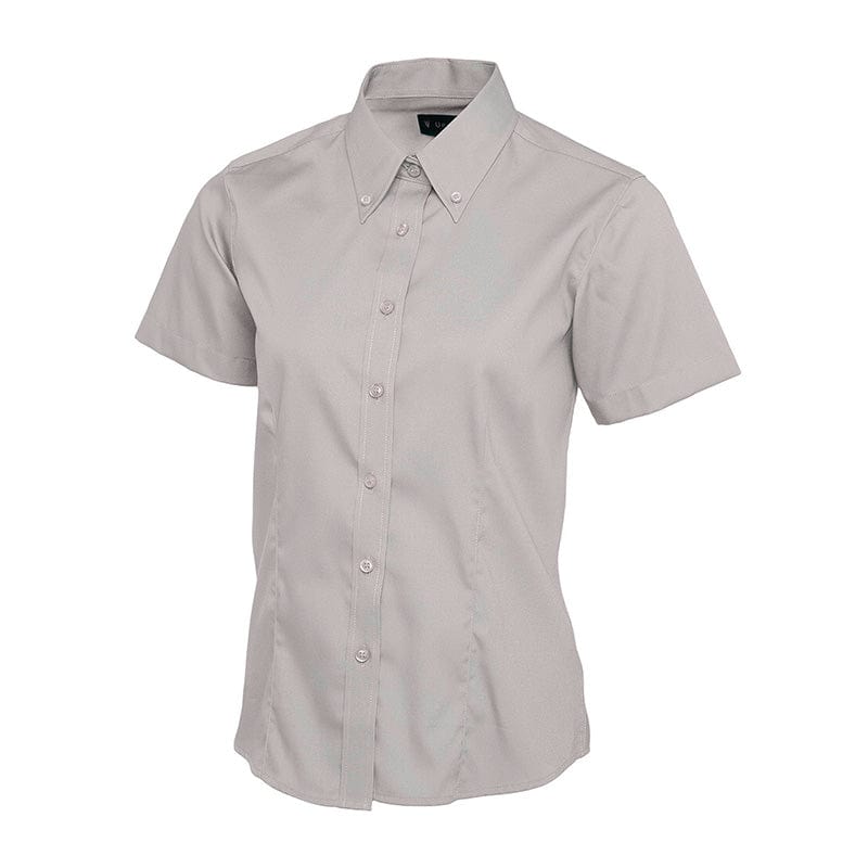 Uneek UC704 Ladies Pinpoint Oxford Half Sleeve Shirt Silver Grey