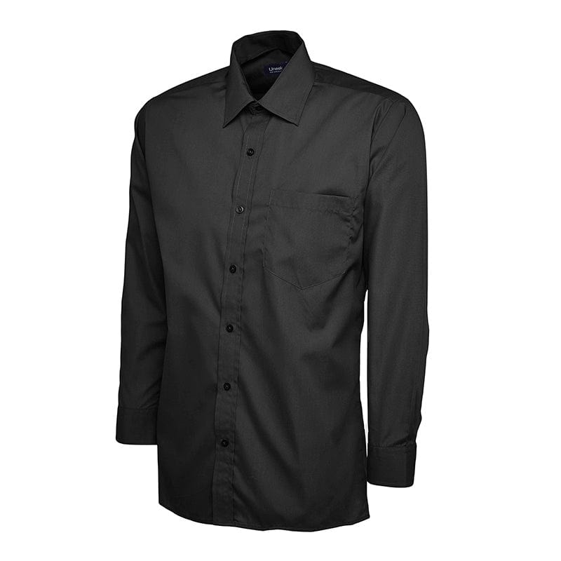 Uneek UC709 Mens Poplin Full Sleeve Shirt Black