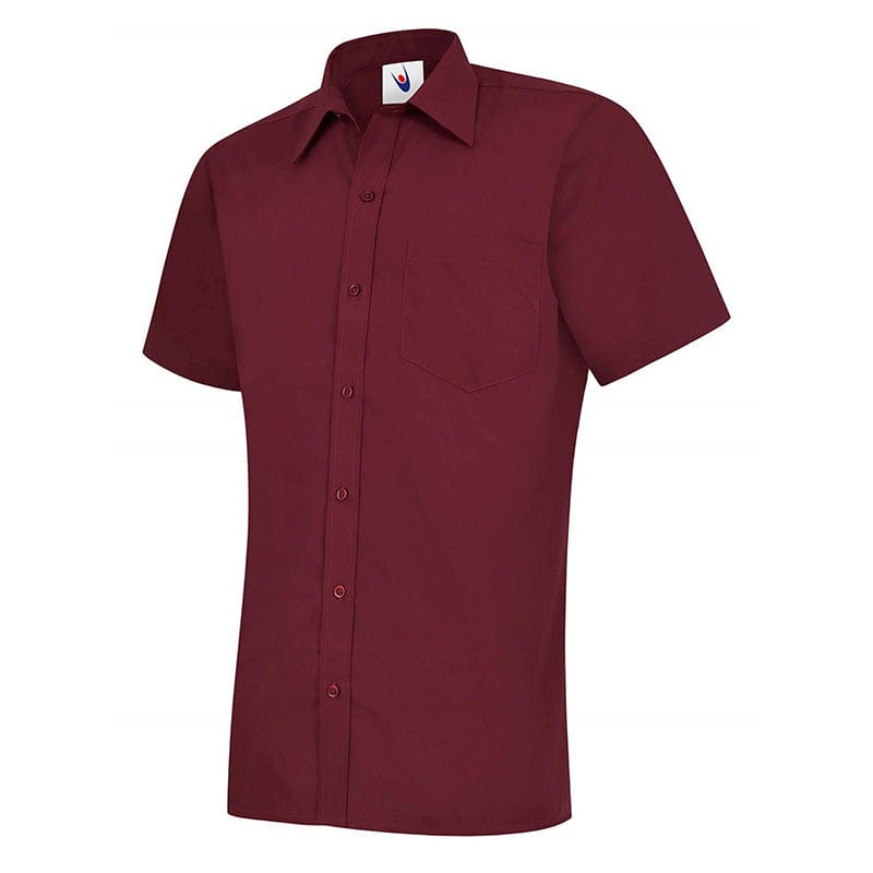 Uneek UC710 Mens Poplin Half Sleeve Shirt Burgundy