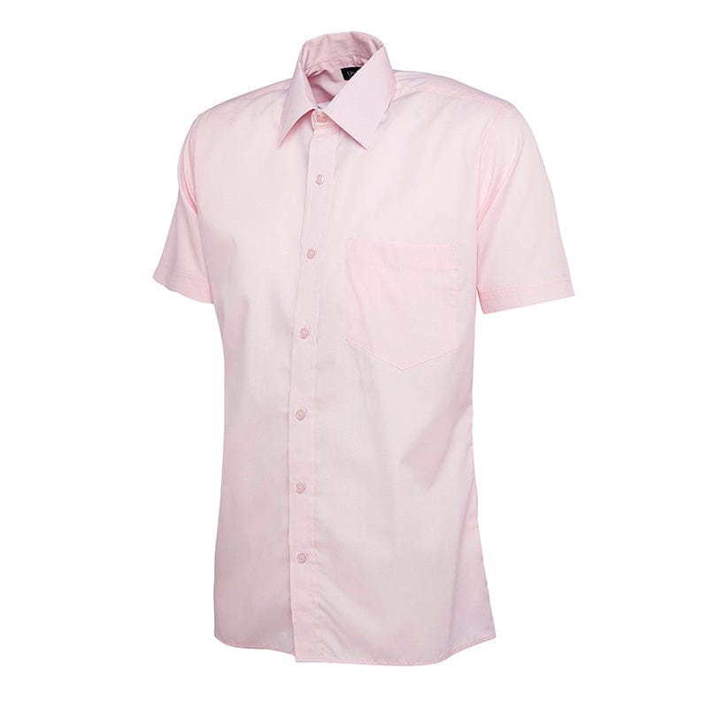 Uneek UC710 Mens Poplin Half Sleeve Shirt Pink