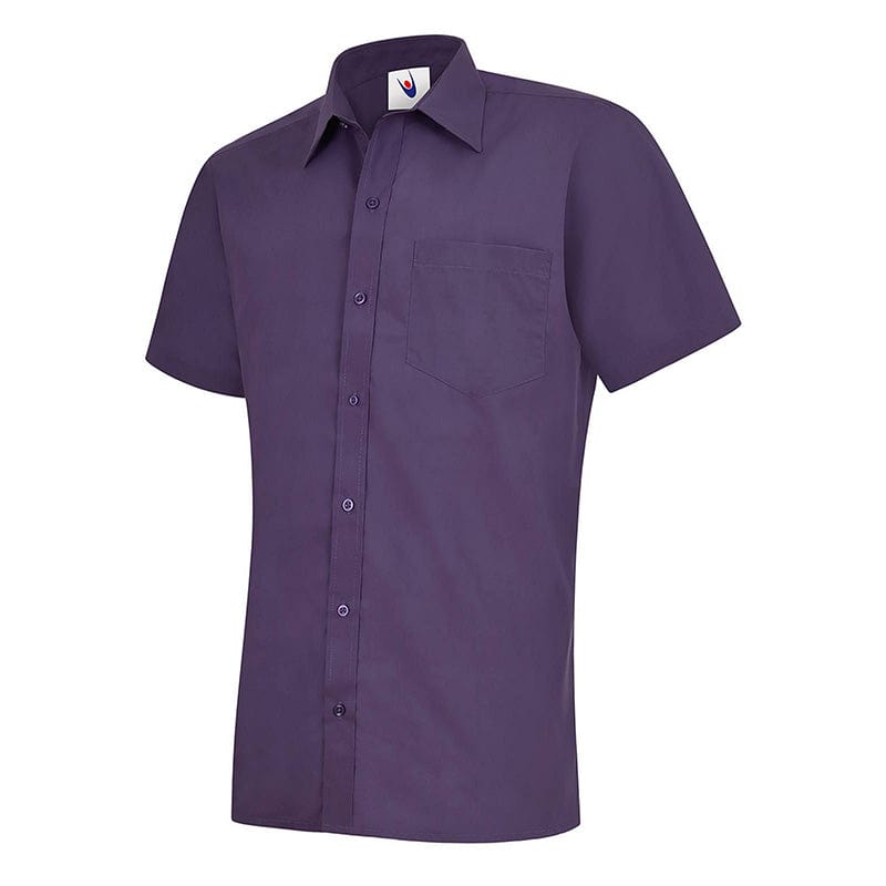Uneek UC710 Mens Poplin Half Sleeve Shirt Purple