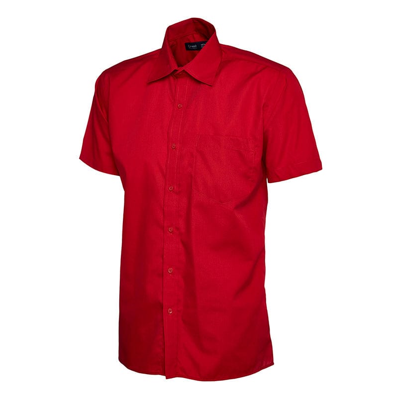Uneek UC710 Mens Poplin Half Sleeve Shirt Red