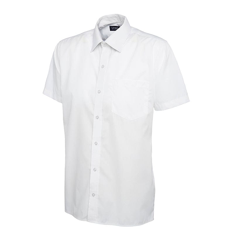 Uneek UC710 Mens Poplin Half Sleeve Shirt White