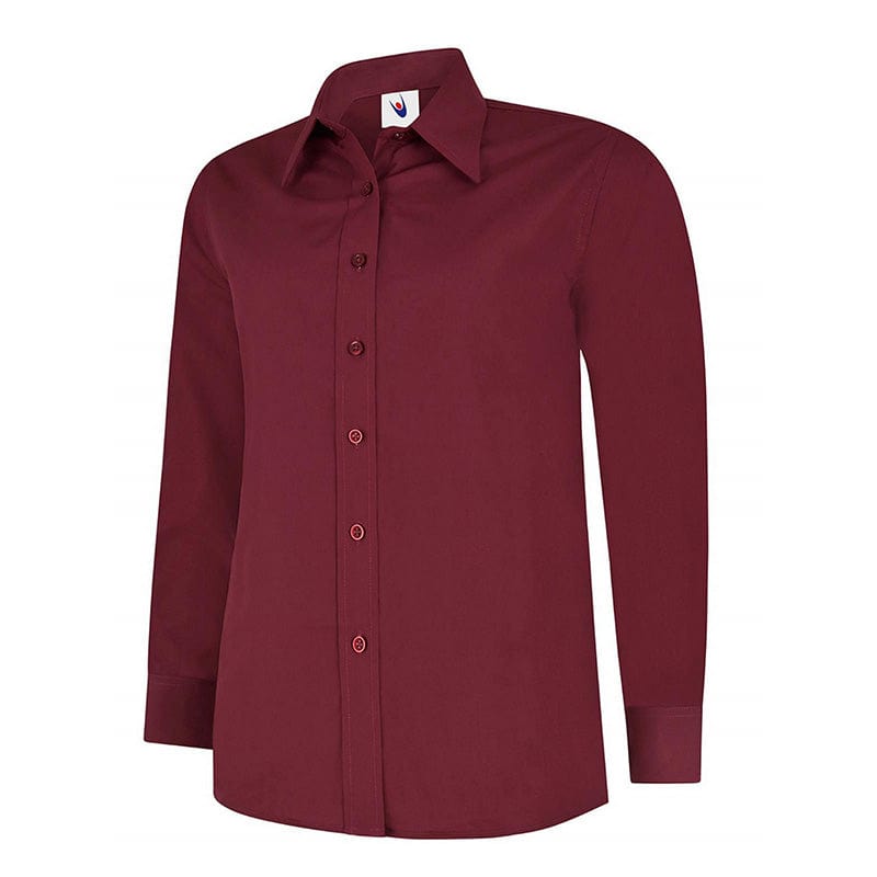 Uneek UC711 Ladies Poplin Full Sleeve Shirt Burgundy