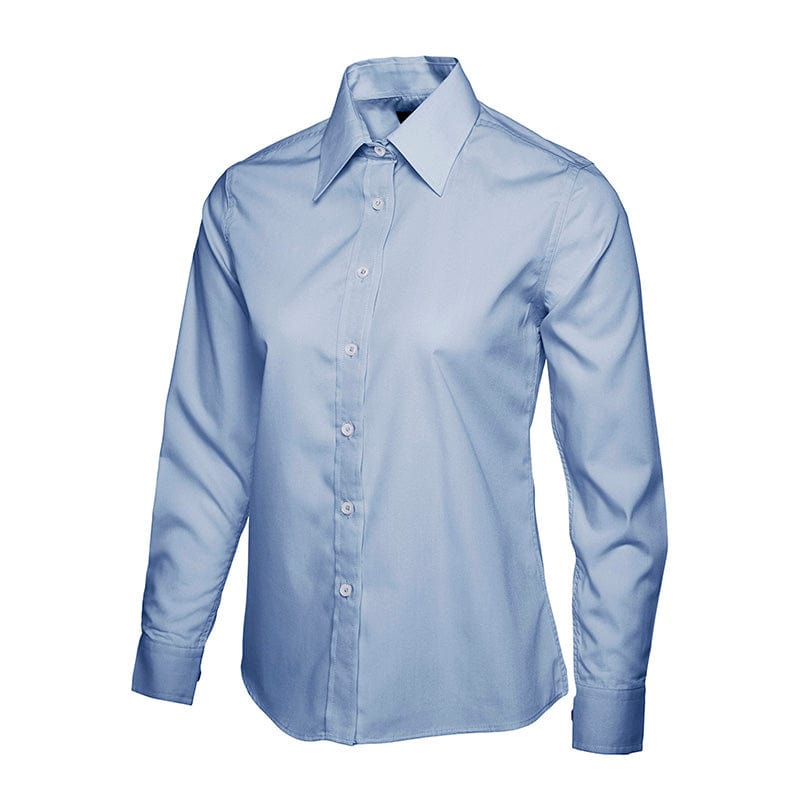 Uneek UC711 Ladies Poplin Full Sleeve Shirt Light Blue