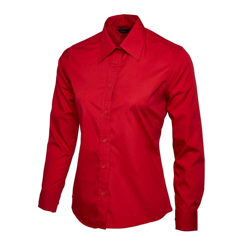 Uneek UC711 Ladies Poplin Full Sleeve Shirt Red