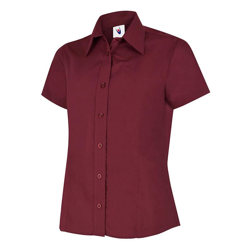 Uneek UC712 Ladies Poplin Half Sleeve Shirt Burgundy