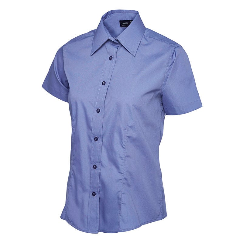 Uneek UC712 Ladies Poplin Half Sleeve Shirt Mid Blue