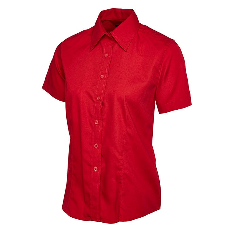 Uneek UC712 Ladies Poplin Half Sleeve Shirt Red