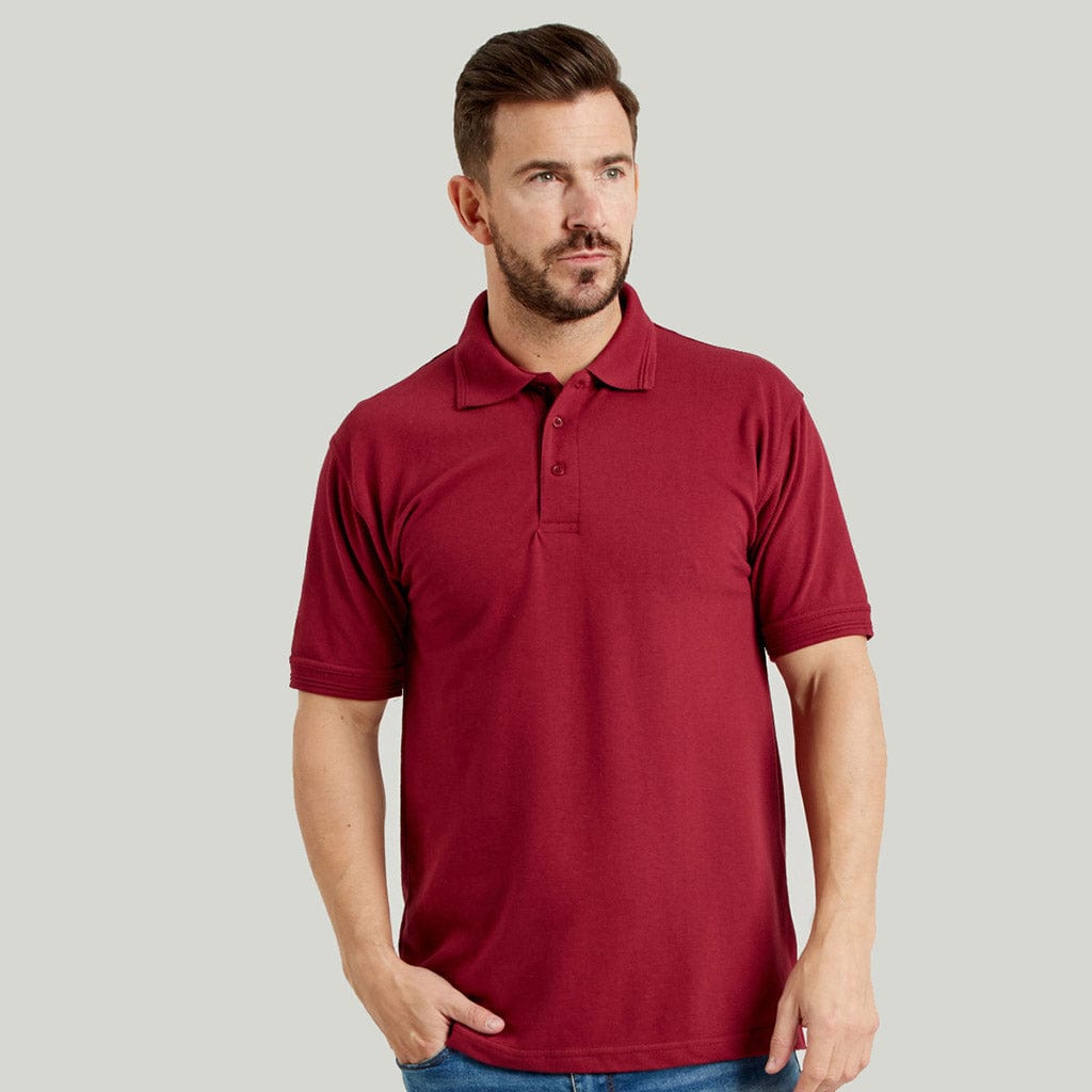 Ultimate 50/50 Heavyweight Pique Mens Work Polo Shirt Burgundy