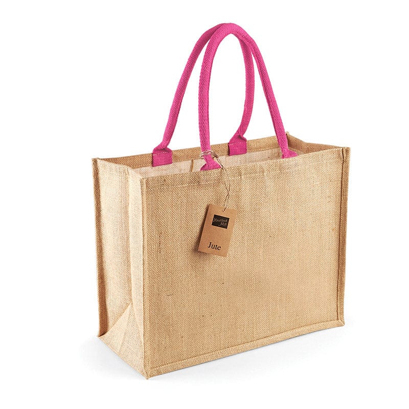 Westford Mill W407 Classic Jute Shopper Natural / Fuchsia