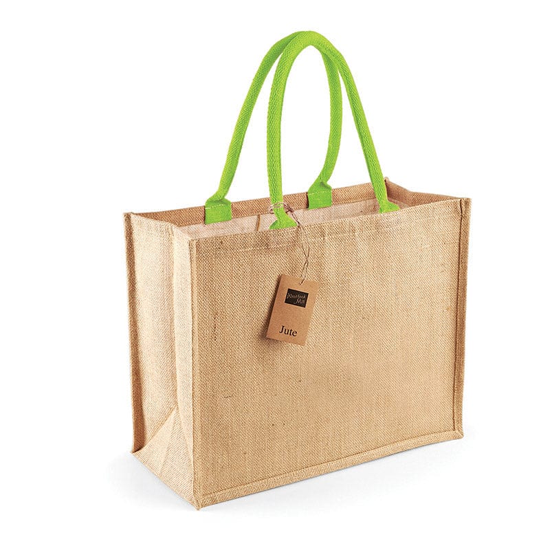 Westford Mill W407 Classic Jute Shopper Natural / Lime