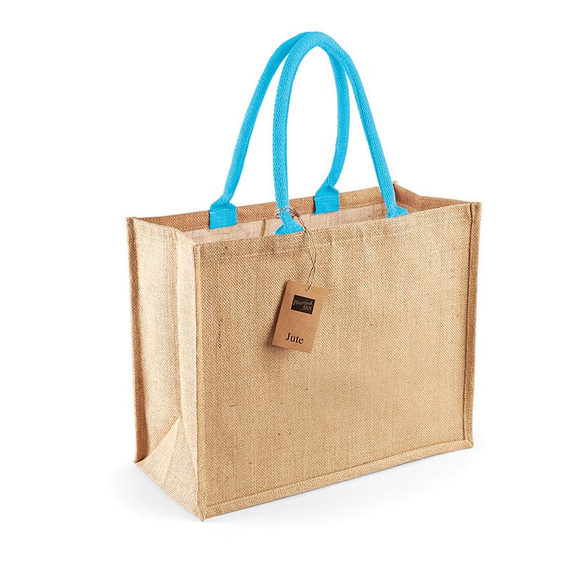 Westford Mill W407 Classic Jute Shopper Natural / Surf Blue
