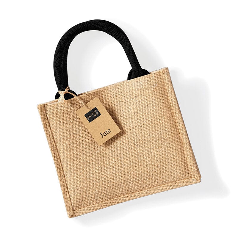 Westford Mill W412 Jute Mini Gift Bag Natural / Black