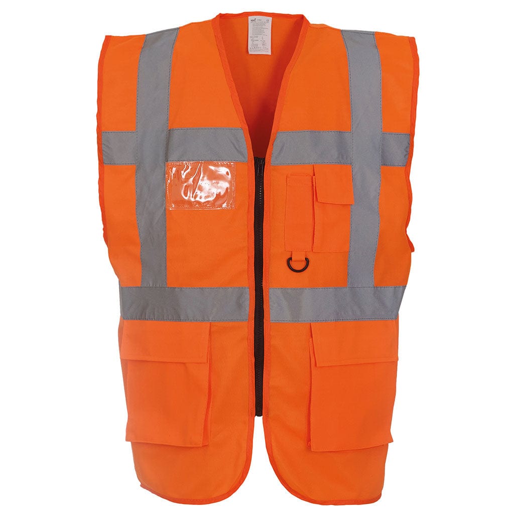 Hi Vis Vest Yellow Orange High Viz Visibility Long Sleeve Waistcoat Safety  Work
