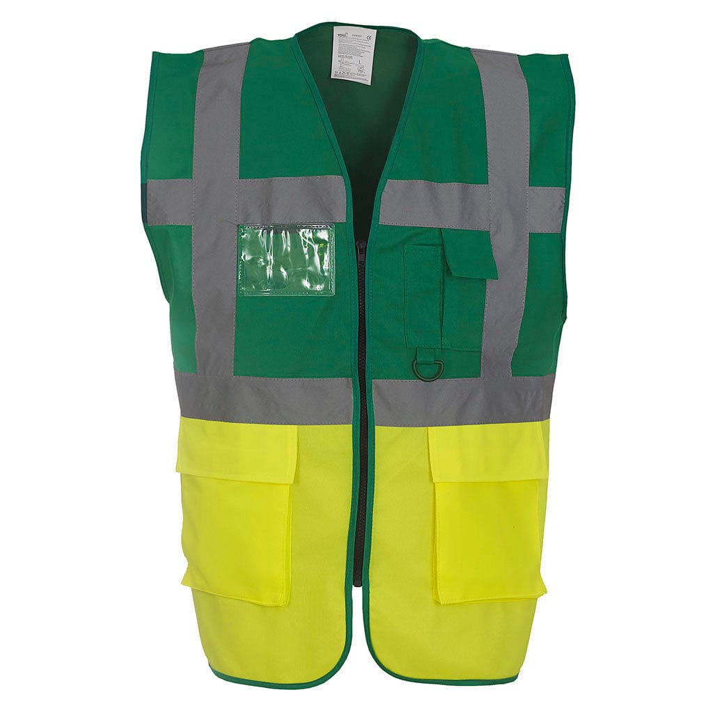 Yoko HVW801 Executive Hi Vis Vest Green &amp; Hi Vis Yellow