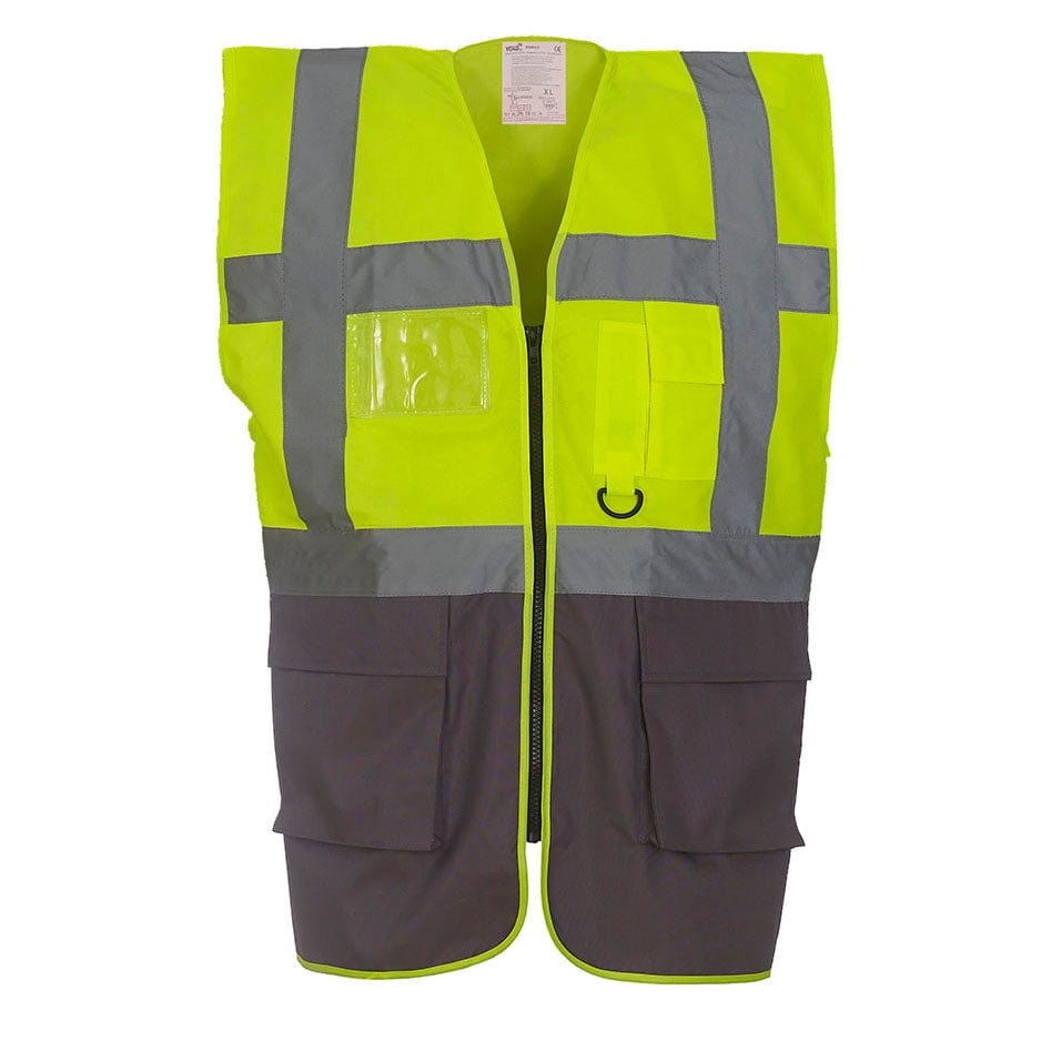Yoko HVW801 Executive Hi Vis Vest Hi Vis Yellow &amp; Grey