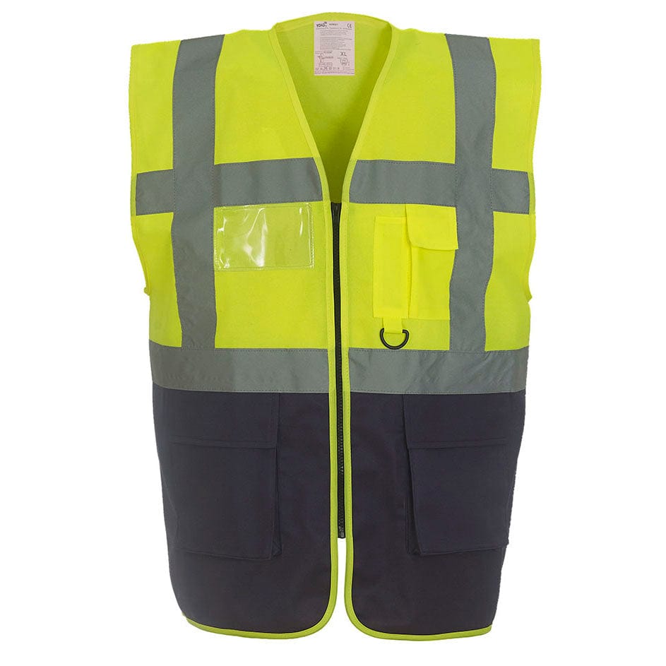 Yoko HVW801 Executive Hi Vis Vest Hi Vis Yellow &amp; Navy