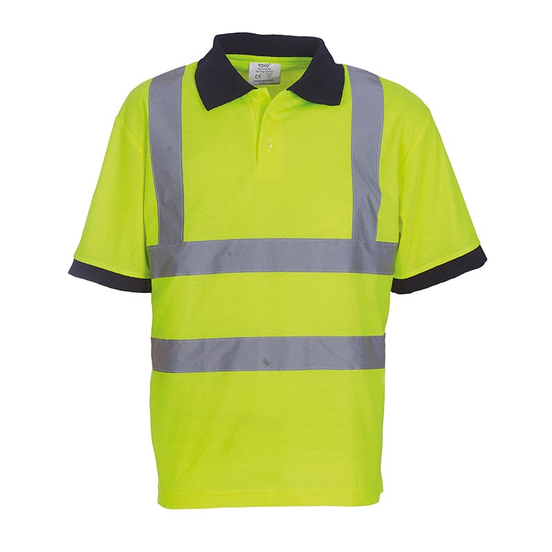 Yoko Hi-Vis Short Sleeve Polo Shirt Contrast Collar 
