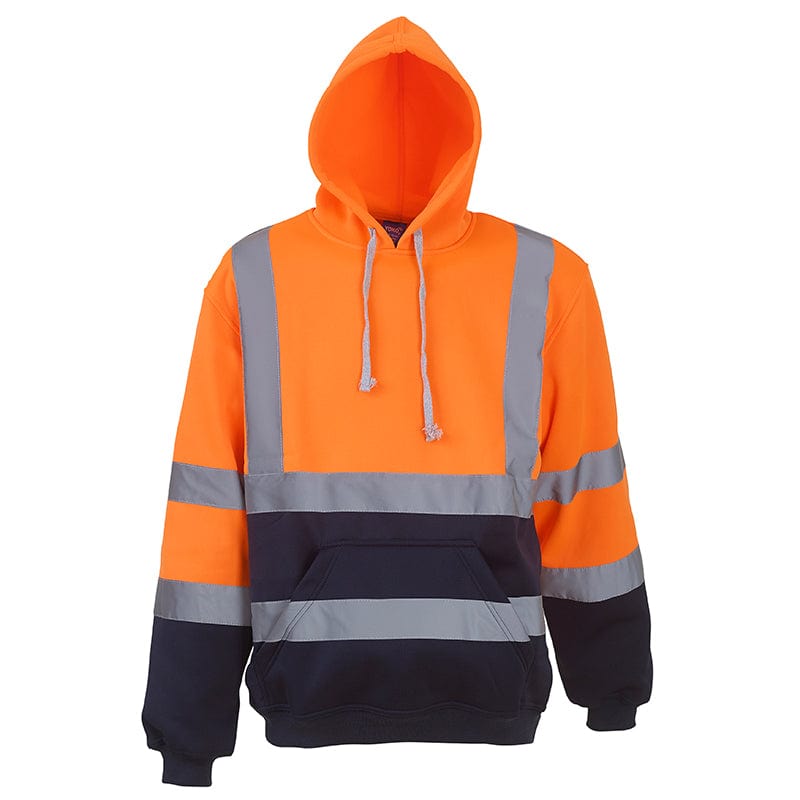 Yoko Hi-Vis Pull-Over Hoodie Sweatshirt Soft Feel Hi-Vis Orange / Navy