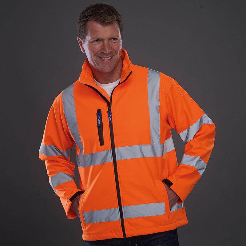 Yoko Hi Vis Softshell Jacket Premium Waterproof Coat Hi-Vis Orange