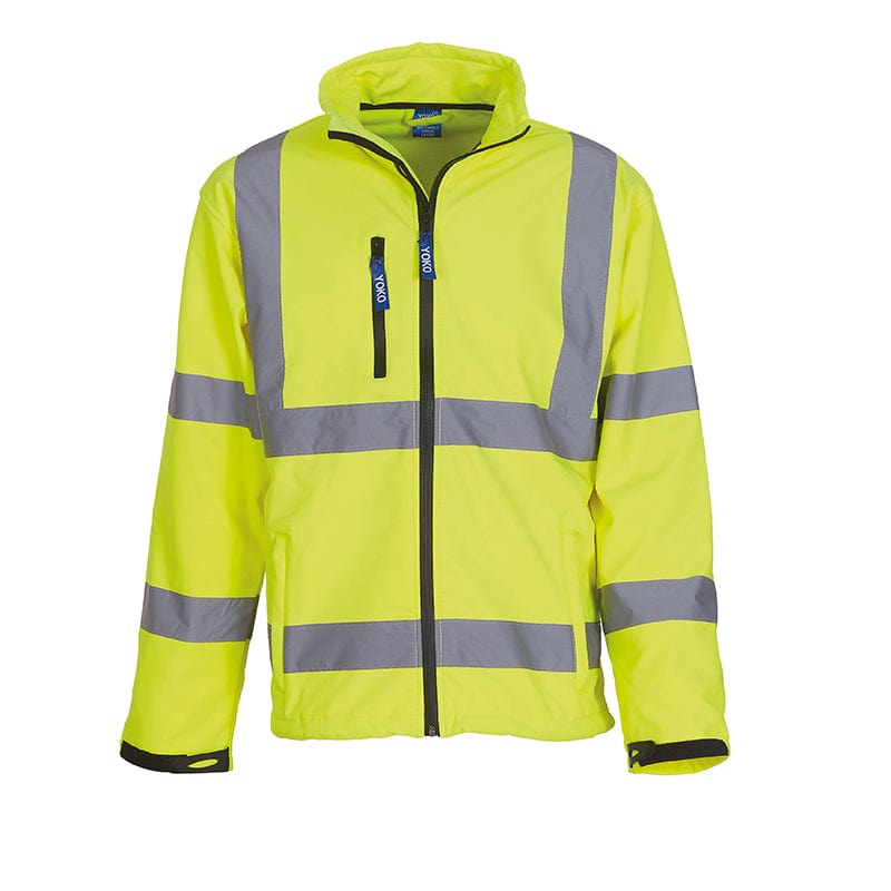Yoko Hi Vis Softshell Jacket Premium Waterproof Coat Hi-Vis Yellow