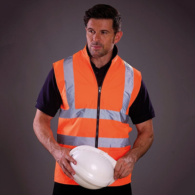 Yoko Hi Vis Reversible Waterproof Fleece Bodywarmer Hi-Vis Orange