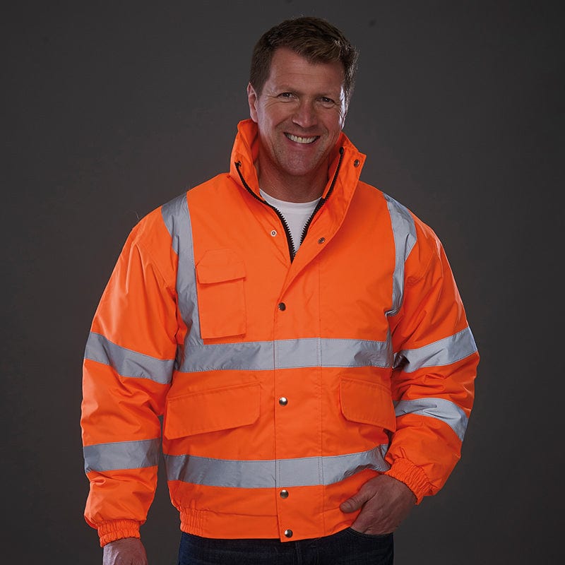 Yoko Hi Vis Classic Bomber Jacket Winter Lining Hi-Vis Orange