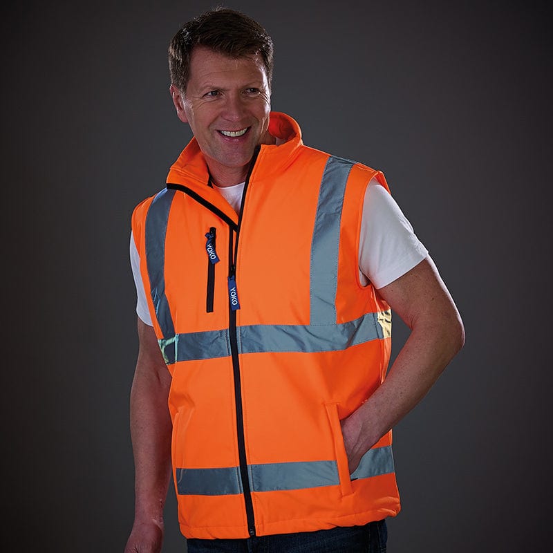 Yoko Hi Vis Softshell Premium Waterproof Gilet Hi-Vis Orange