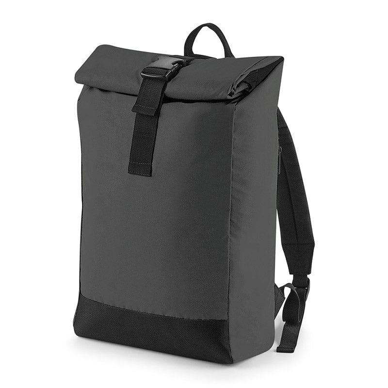 BagBase BG138 Reflective Roll-Top Backpack Black Reflective