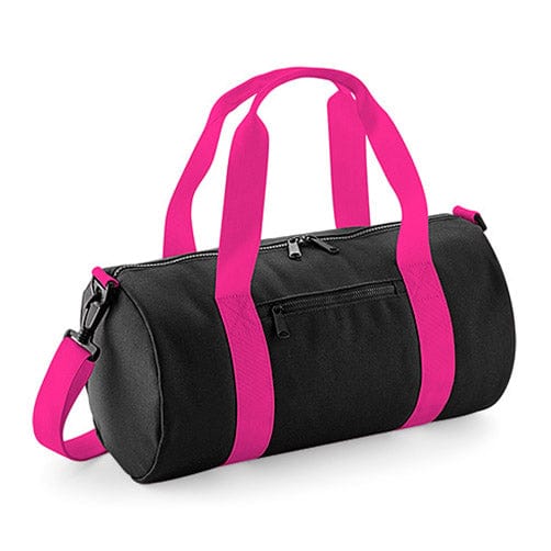 BagBase Mini Barrel Bag Black / Fuchsia