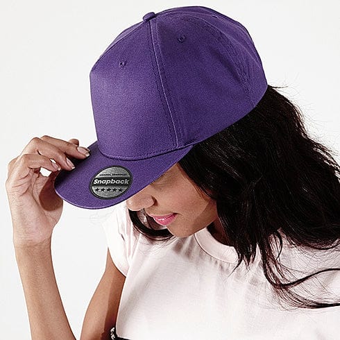 Beechfield 5 panel Snapback Rapper Cap Purple