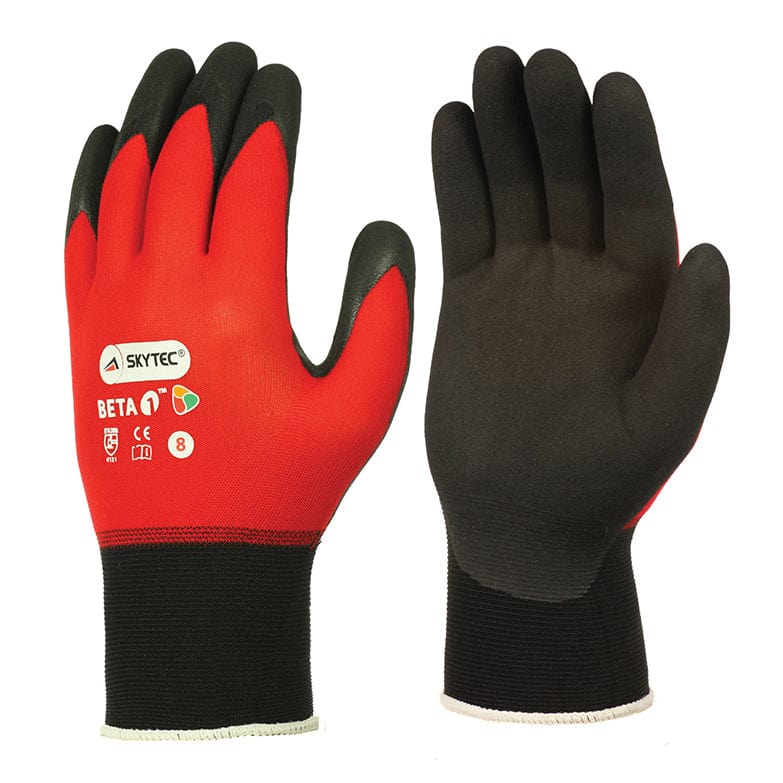 Skytec BETA 1 Red Nitrile Super Light Safety Gloves 