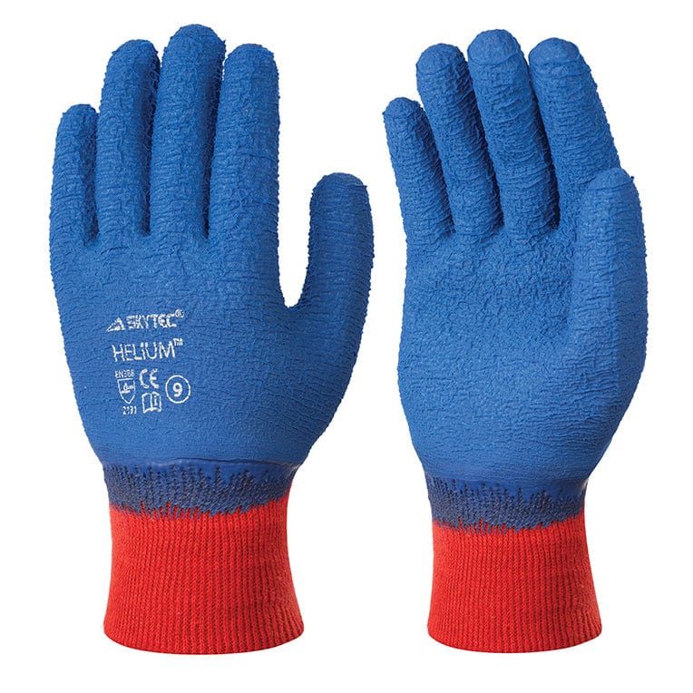 Skytec HELIUM Blue Grip Latex Crinkle Coated Safety Gloves 
