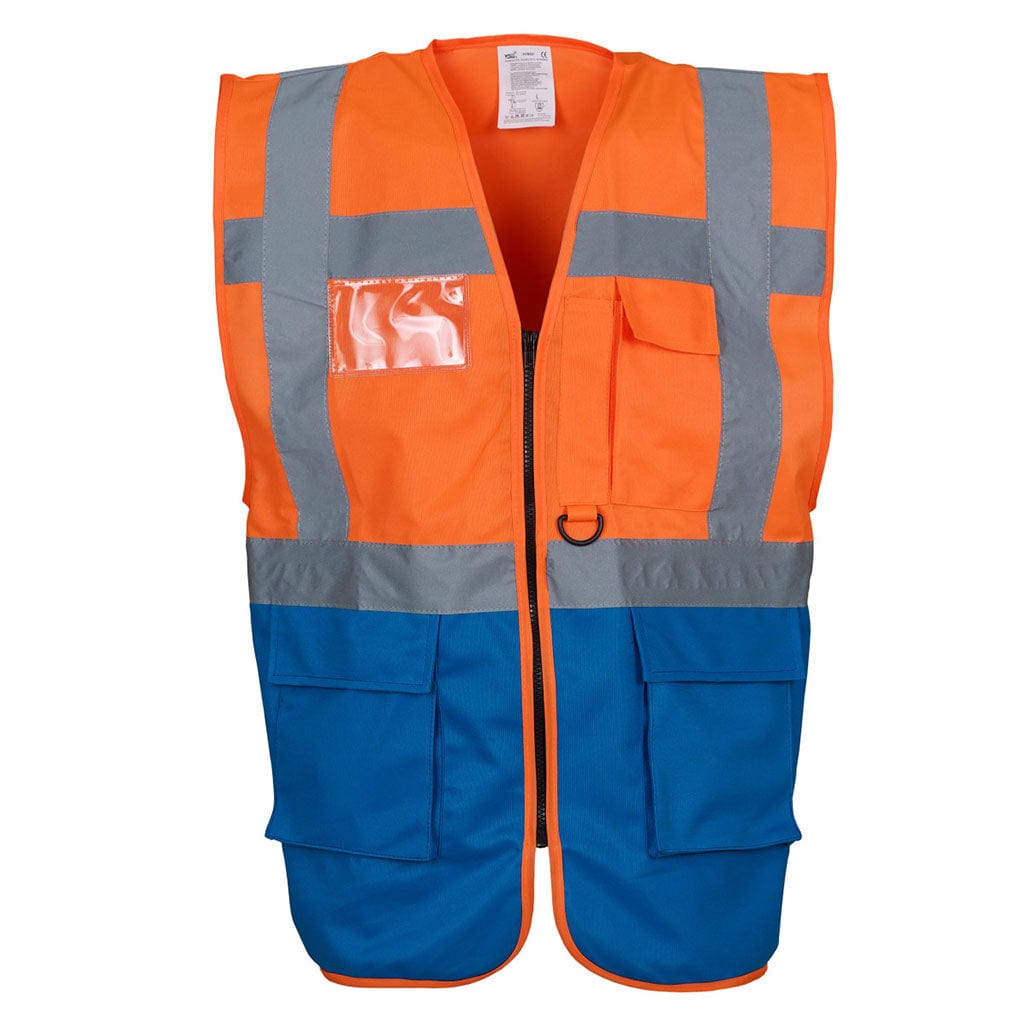 Yoko HVW801 Executive Hi Vis Vest Hi Vis Orange &amp; Blue