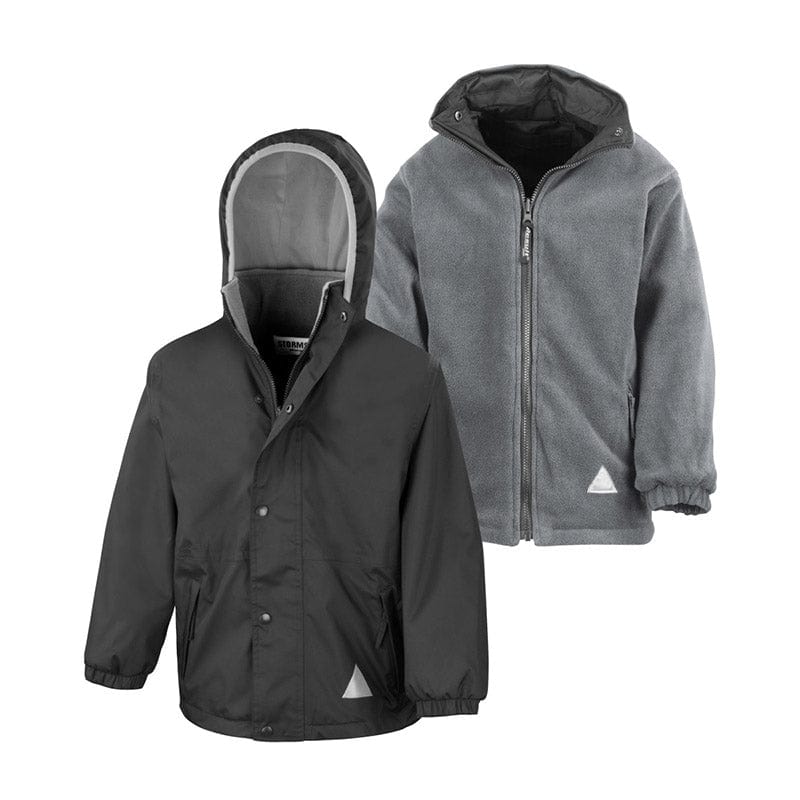 Result R160JY Children&#39;s Reversible StormDri 4000 Fleece Jacket Black / Grey