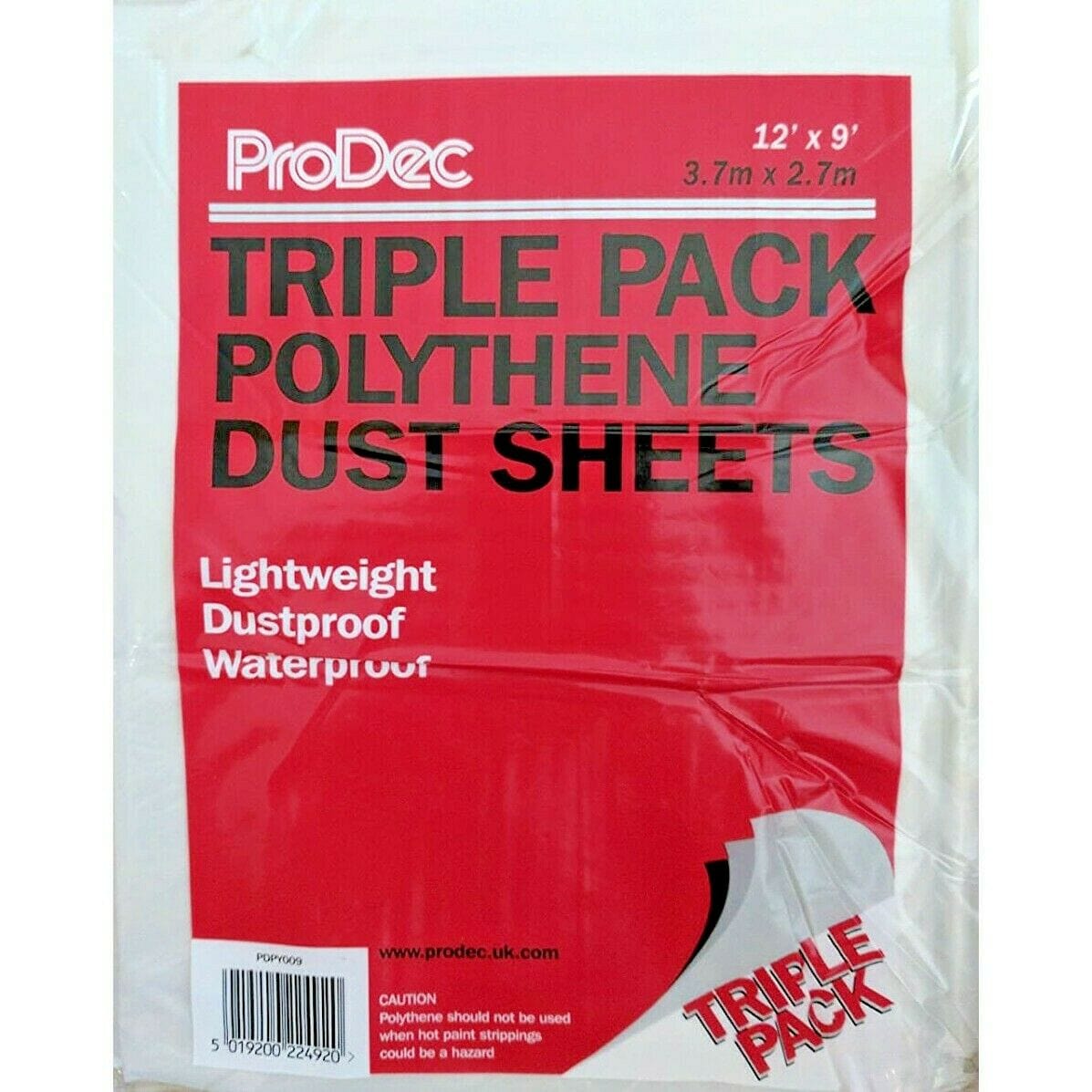 ProDec 3 Pack of 12&#39; x 9&#39; Foot Polythene Dust Sheets
